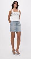 White Tank Top with Mother of Pearl Button