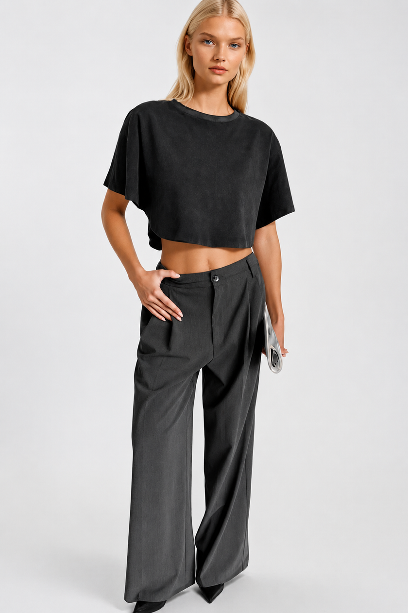 Washed Effect Crop T-Shirt