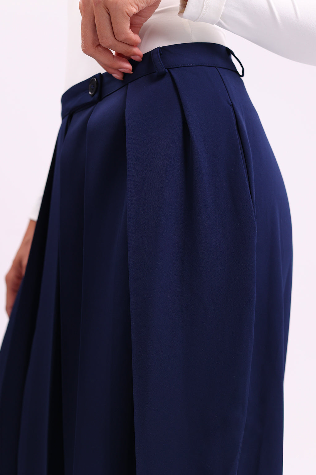 Navy Pleated Palazzo Pants
