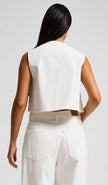 White Denim Vest with Eyelet Detail