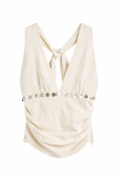 Halter Neck Top with Silver Eyelets Detail