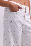 Embellished White Straight Jeans