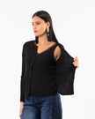 Black 2-in-1 Lace Trim Knot Top