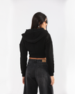 Cropped Black Corset Style Zip-up Hoodie