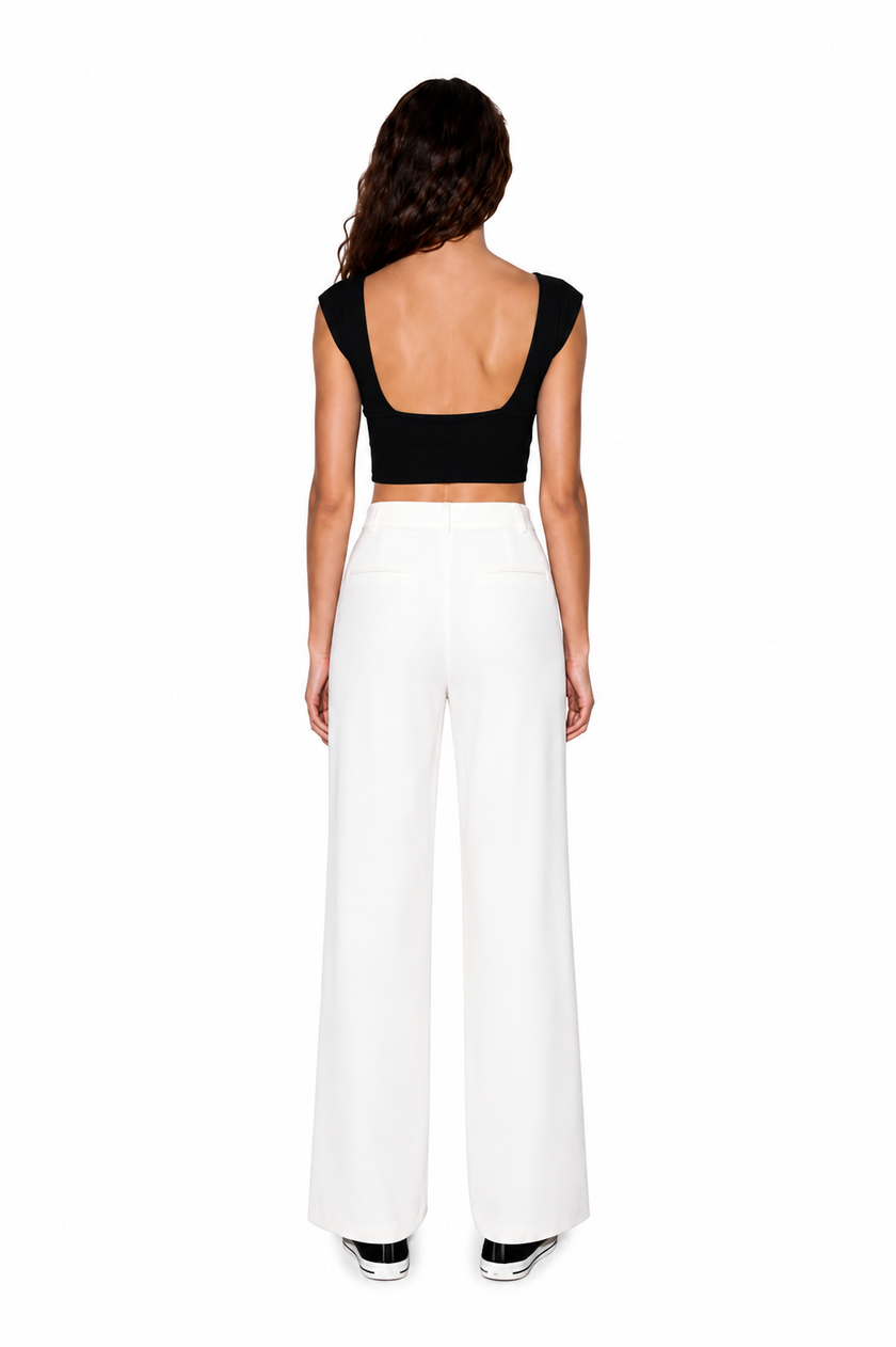 Black Deep V Neck with Front Twist Detail