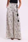 High Waist Wide Leg Linen Ecru Trousers