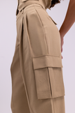 Linen Blend High Waist Wide Leg Camel Pants