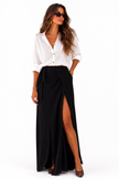 Black Linen Wrap Skirt