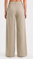 Wide Leg Trousers in Beige with Pleat Detail