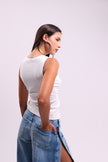 White Button Tank Top