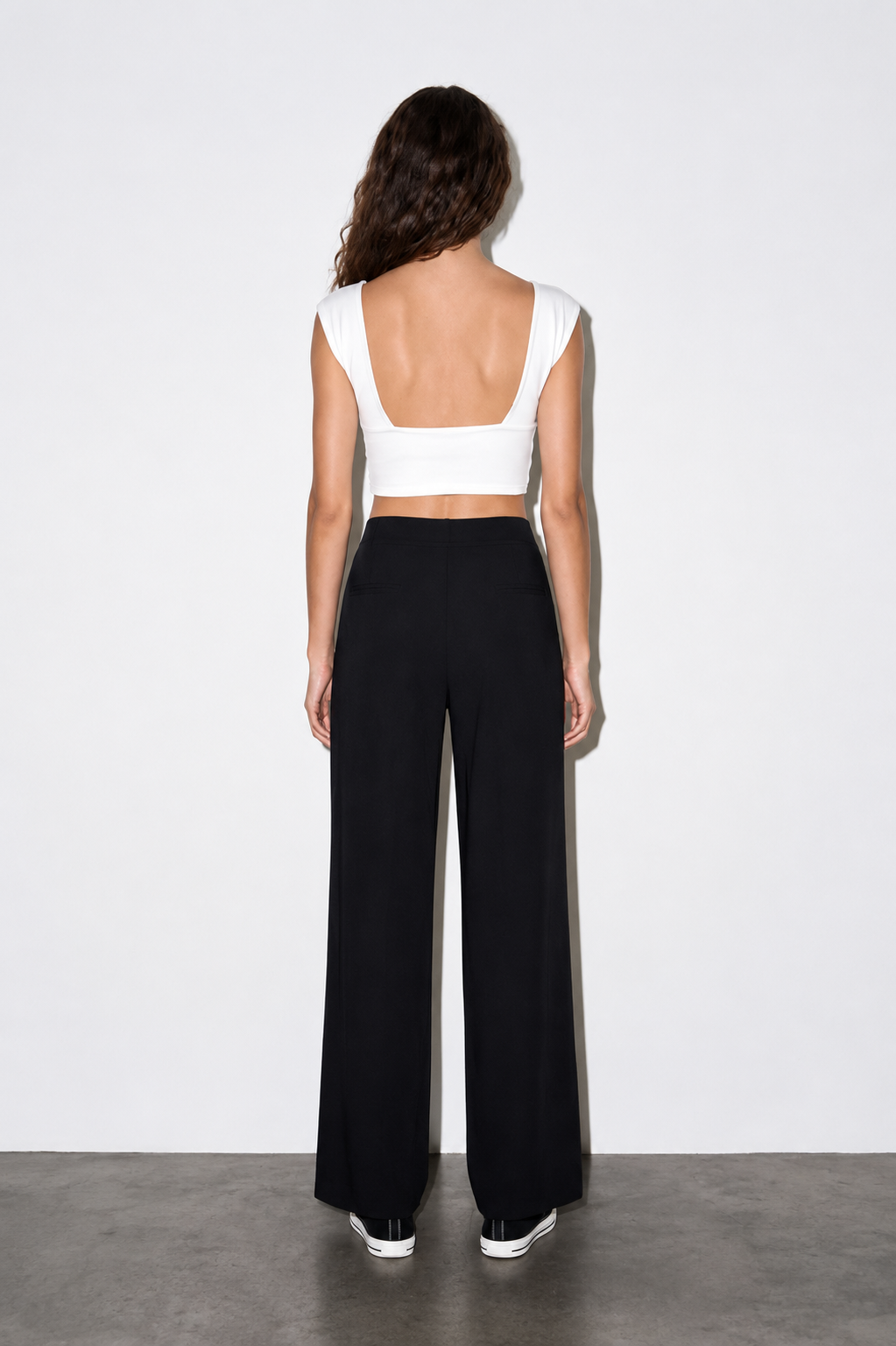 White Deep V Neck with Front Twist Detail