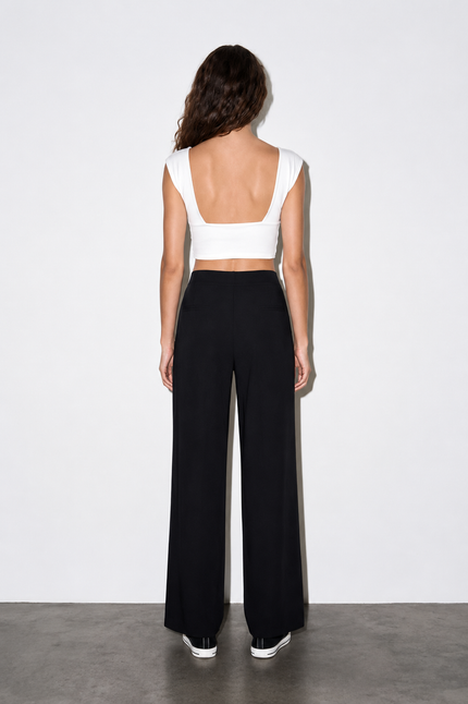 White Deep V Neck with Front Twist Detail