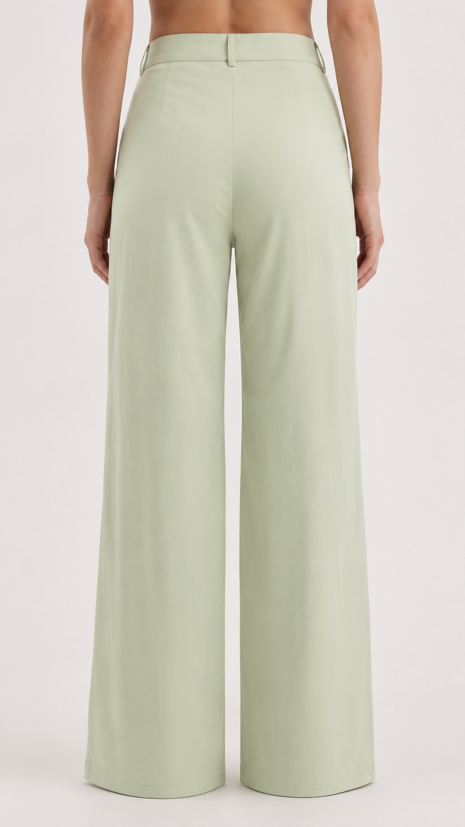 Wide Leg Trousers In Pistache with Pleat Detail