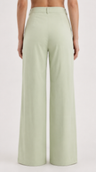Wide Leg Trousers In Pistache with Pleat Detail