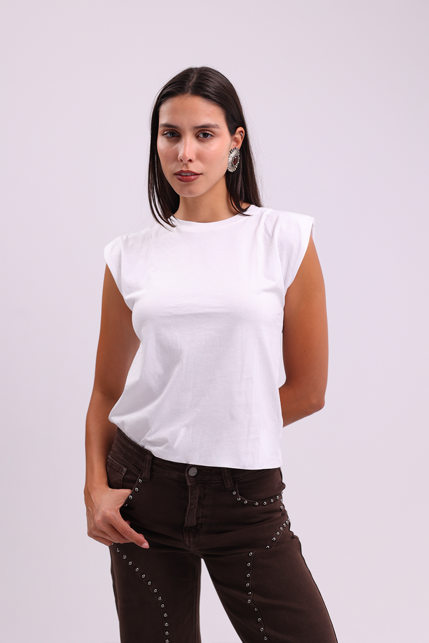 White Padded Muscle T-Shirt