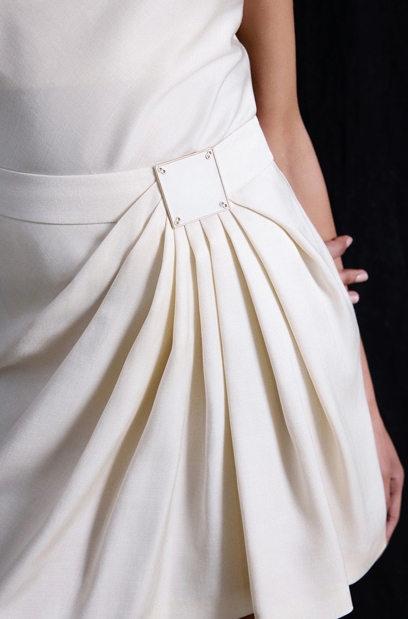 Accessory Detailed Mini Ecru Skirt