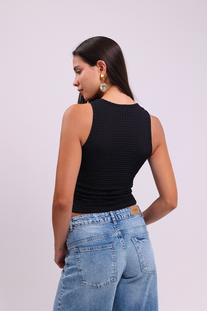 Ruched Chocolate Noir Tank Top