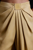 Front Pleated Linen Blend Camel Trousers