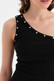 Black Ribbed Tanktop with Silver Stud Detail