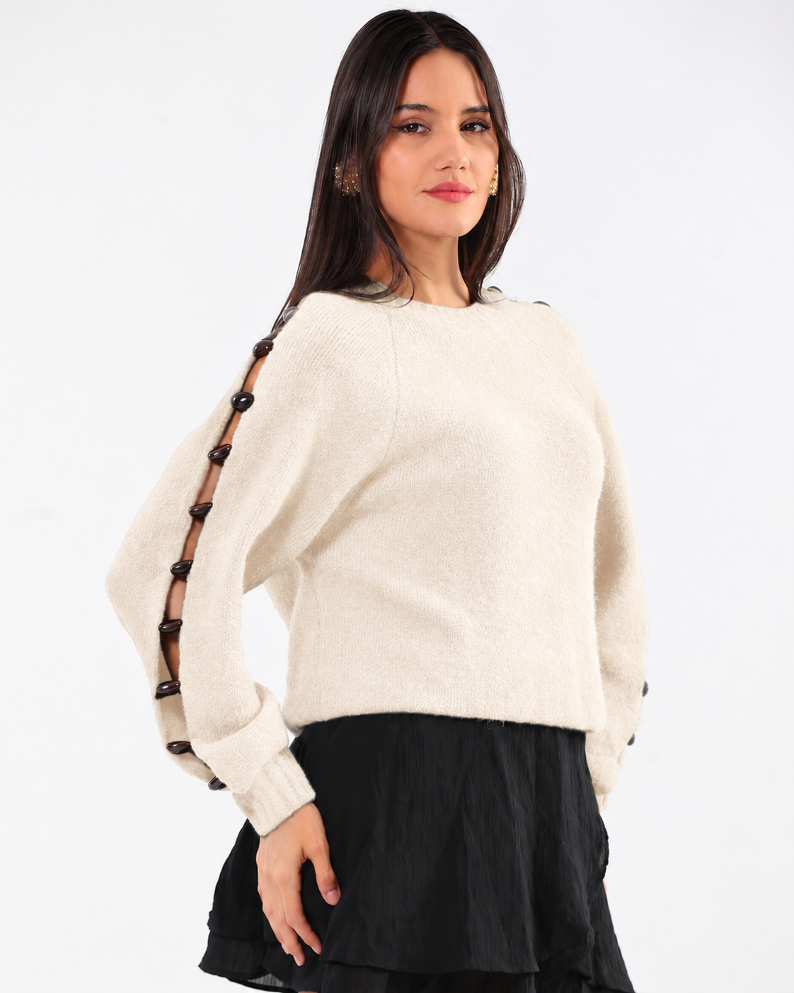 Ecru Stone Sleeve Pullover