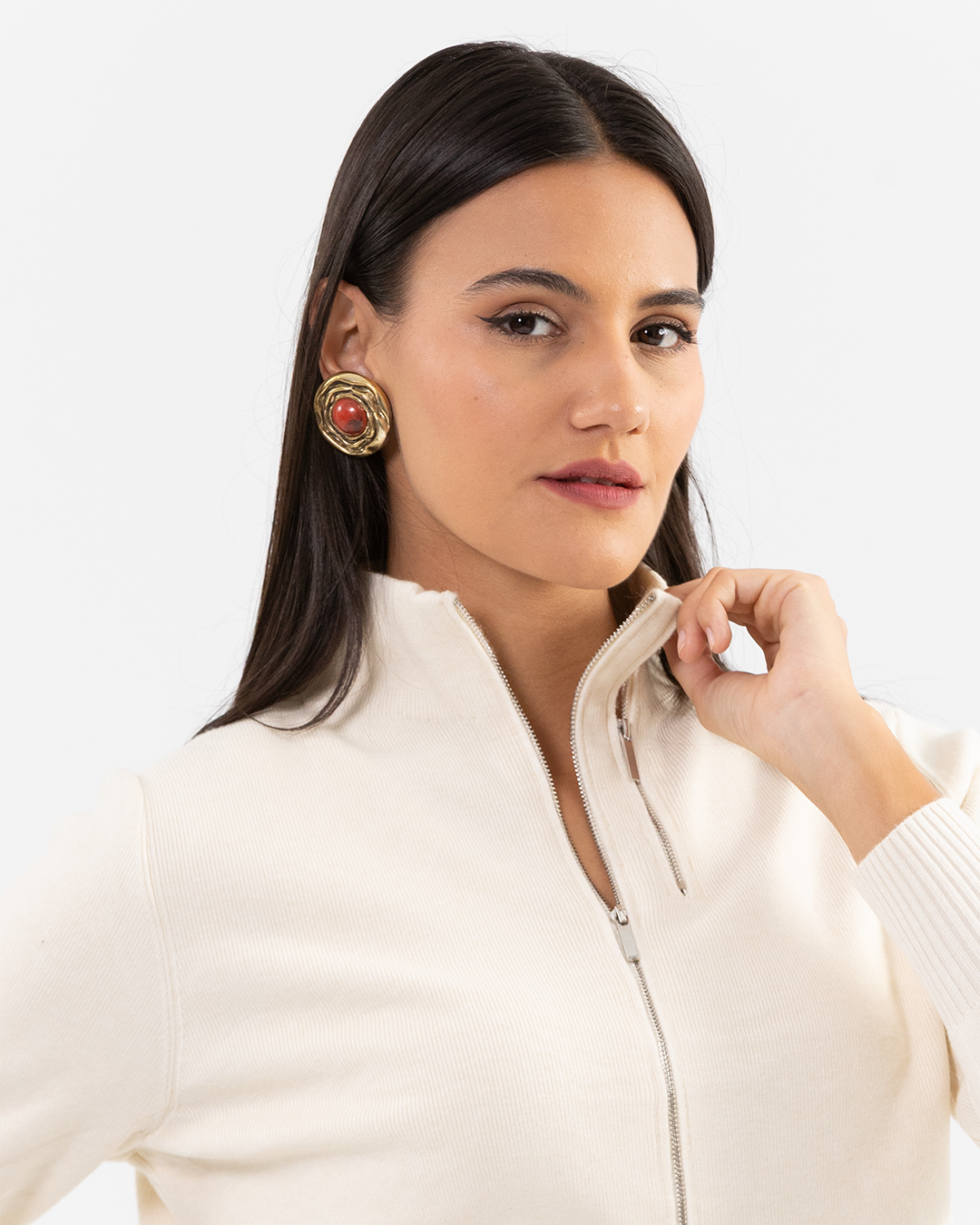 Double-Zip Ivory Knot Jacket