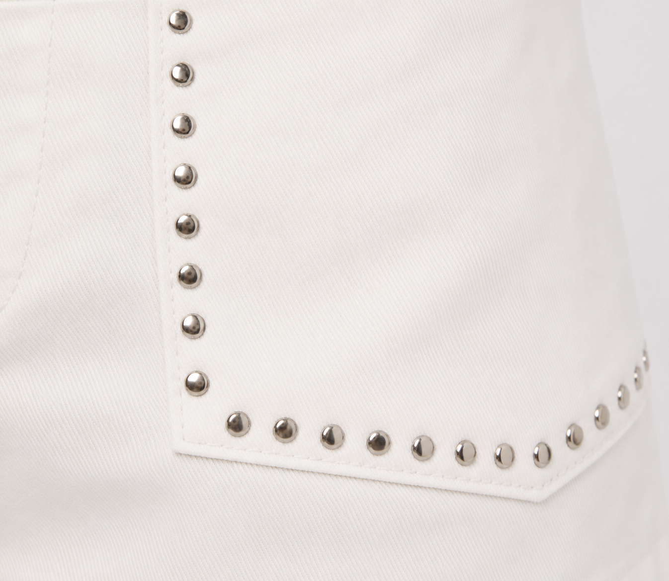 White Denim Short with Studded Details