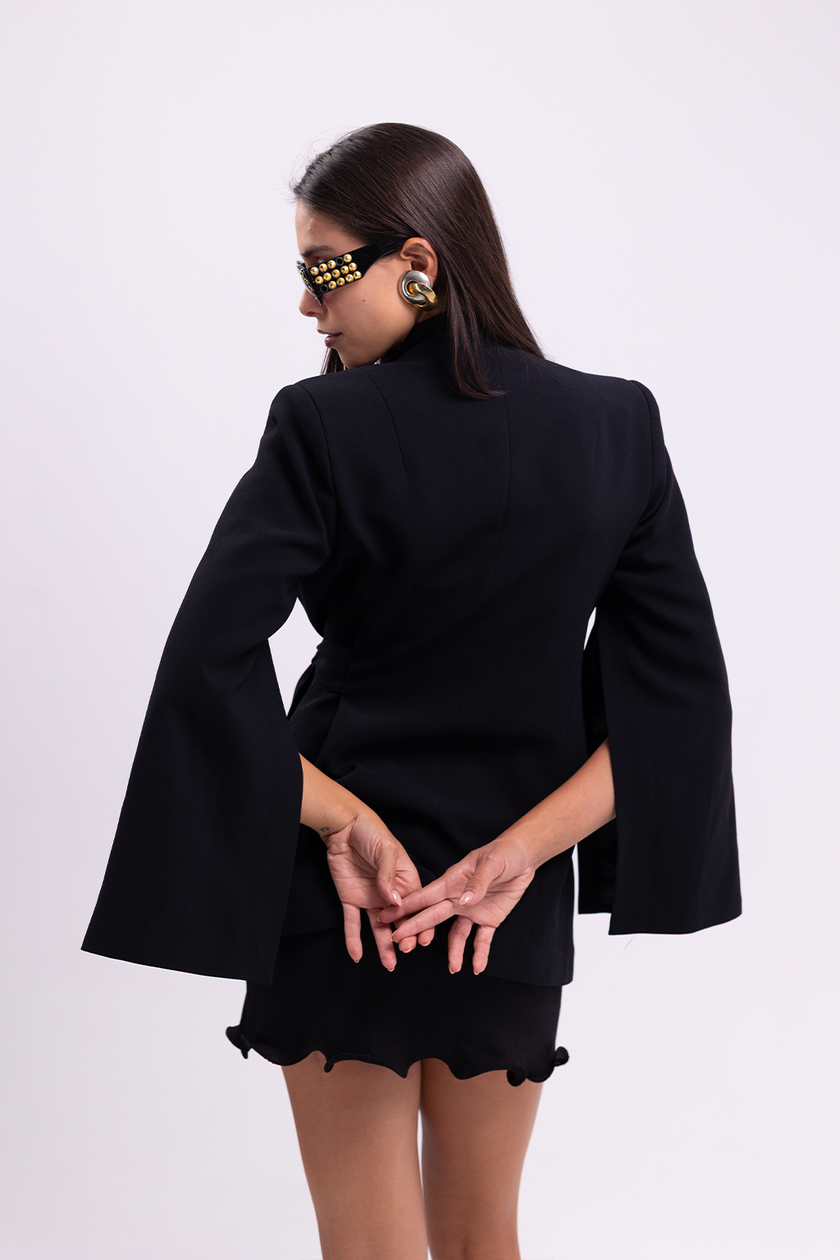 Belted Wrap Black Blazer