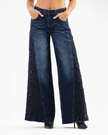 Dark Blue Lace Panel Jeans