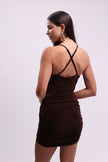 Chocolate Brown Draped Mini Dress