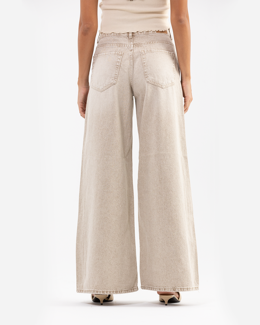 Wide-Leg Jeans Crème Vintage Wash
