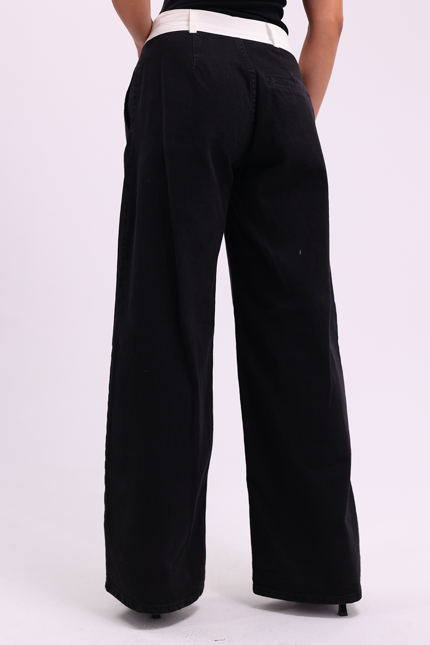 Black Denim with White Waist Band