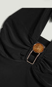 Deep V Hatler Detail Blouse