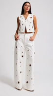 White Denim Vest with Eyelet Detail