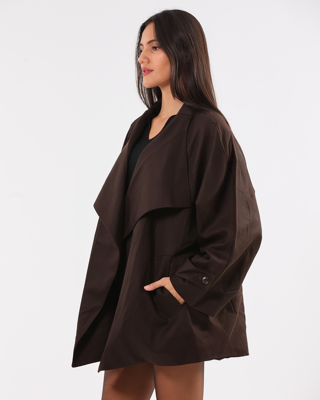 Oversized Brown Jacket Blouse Style