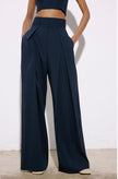 Striped Navy Wide Leg Trousers
