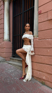 Two Piece Set In Cream - CropTop & Ruffle Skirt