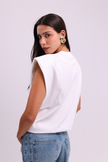 Muscle Tee with Gold Beaded Necklas