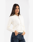 Ivory Quilted Zip-Up Jacket