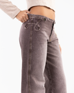 Brown Washed Low-Waist Jeans with Unique Belt-loop Detail at the Waist