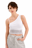 White & Grey Ombre One Shoulder Top