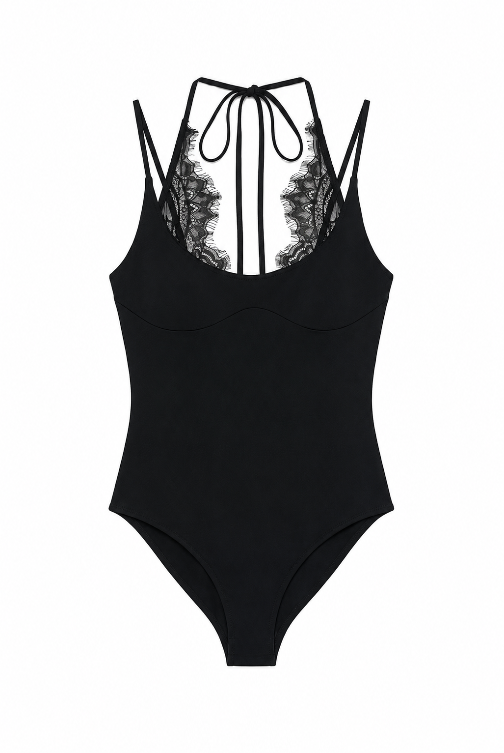 Lace Trim Halter Cami Bodysuit