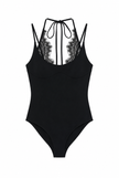 Lace Trim Halter Cami Bodysuit