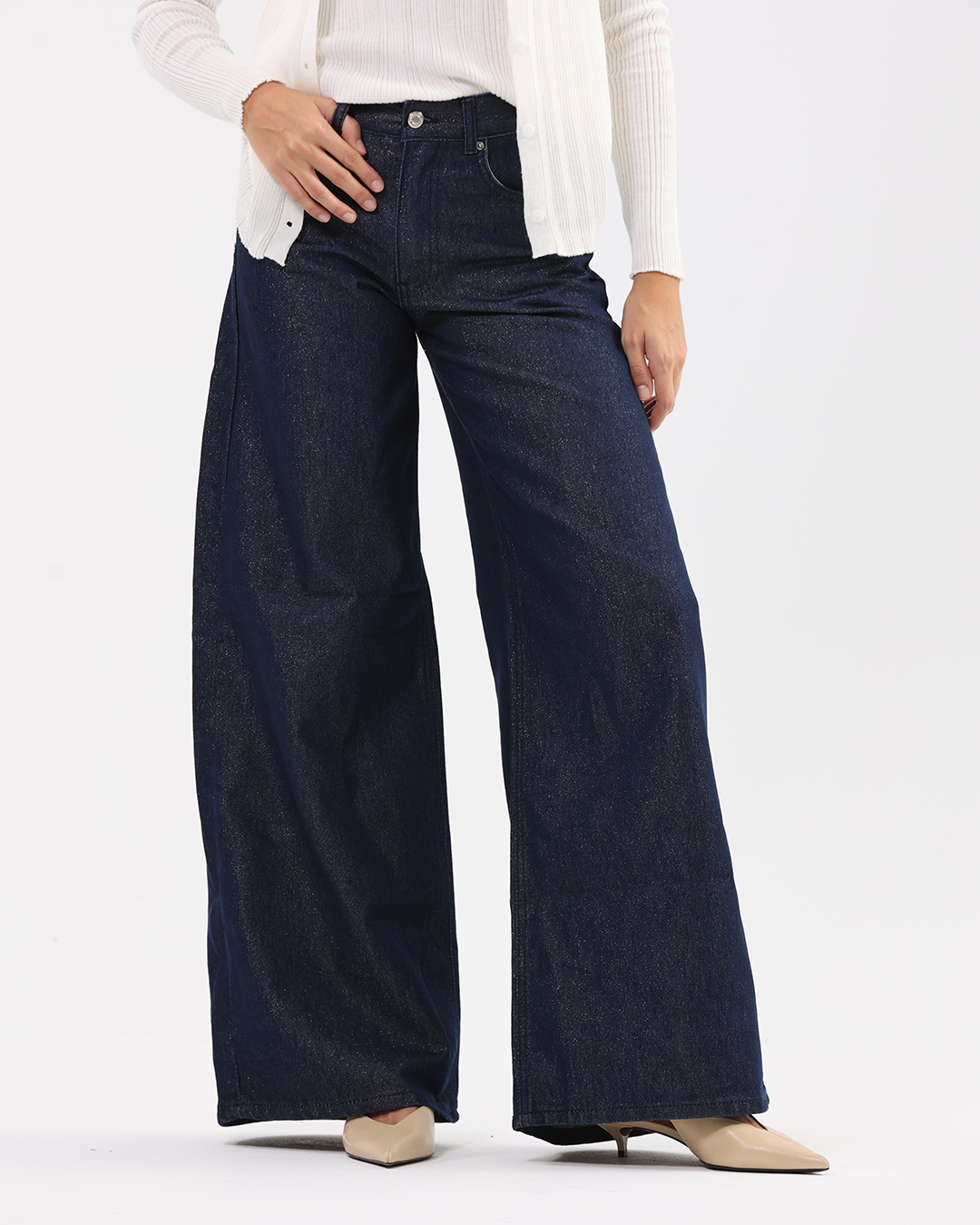Midnight Gold Wide-Leg Jeans
