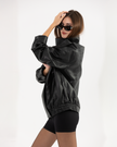 Oversized Black Leather Biker Jacket