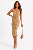 Gold Crochet Midi Dress