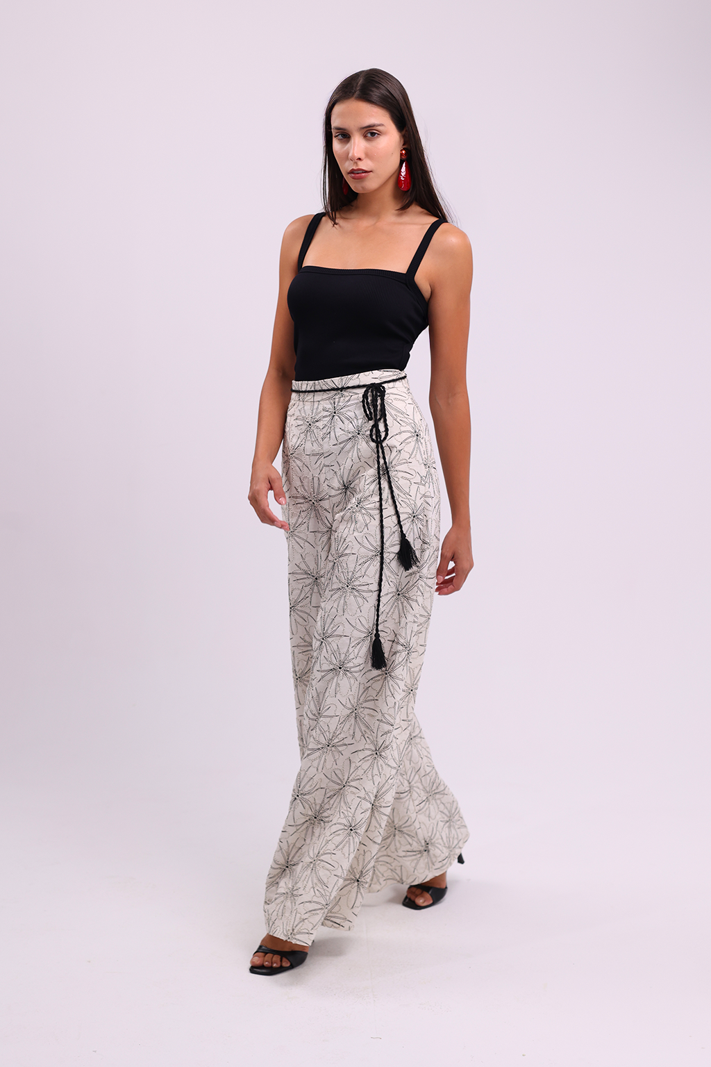High Waist Wide Leg Linen Ecru Trousers