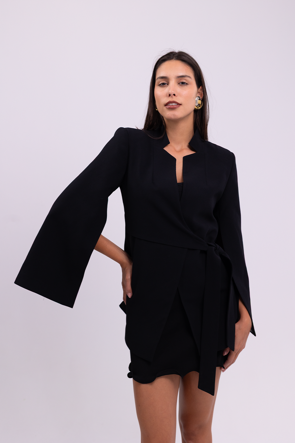 Belted Wrap Black Blazer