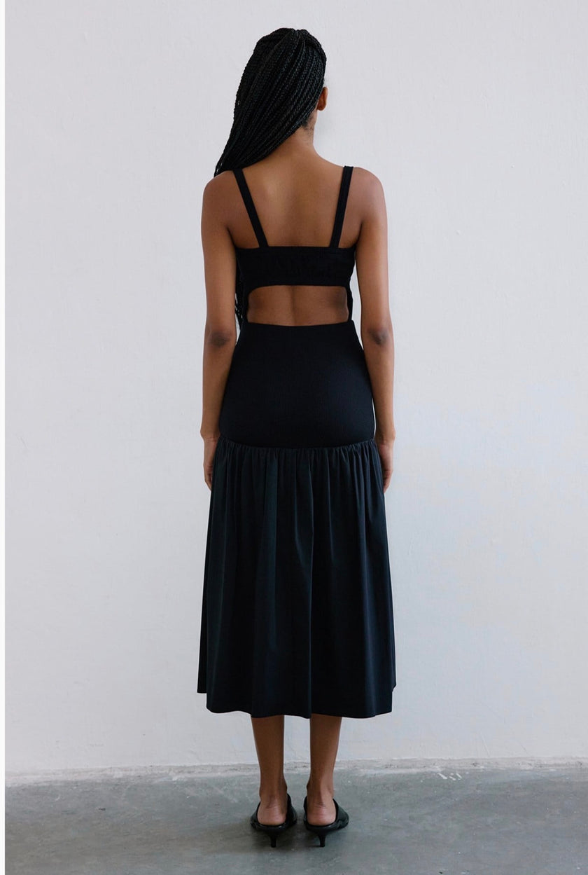Knitted Square Neck Black Bodysuit