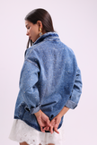 Bejeweled Oversized Denim Shirt