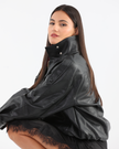 Oversized Black Leather Biker Jacket